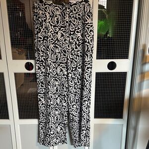 Women's Black & White Wide-Leg Printed Palazzo Pants